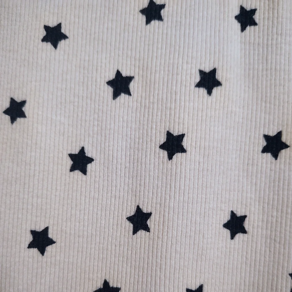 Time and Tru Star Print Ribbed Small Tank Top White & Navy - Picture 3 of 7